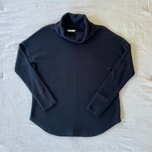 Black Waffle Cowl Neck Top